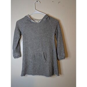 Burt's Bees Kids Gray Thermal Hoodie Dress Kangaroo Pocket Size 4T
